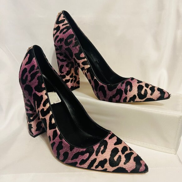 Guess Abagail Y2 Dark Purple/Black Real Calf Fur Animal Print Hide-Leather-Sz. 9 - Picture 11 of 16